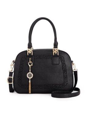 Small Top Handle Purse Women Crossbody Satchel Handbag Faux Leather Barrel Bag